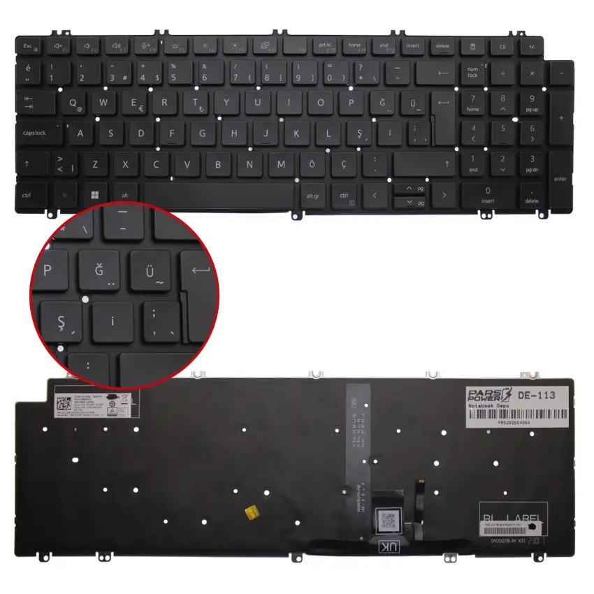 Dell Precision 3561 P104F Klavye Işıklı (Siyah TR)