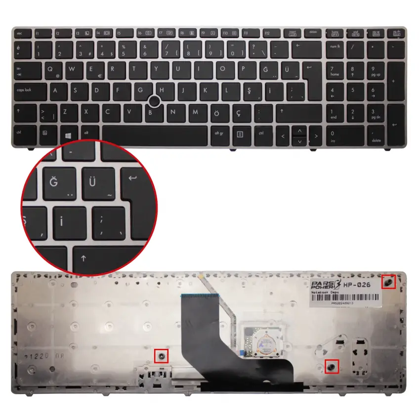Hp EliteBook 8560p, 8570p, Hp ProBook 6560b, 6570b, 6575b Serisi Notebook Klavye (Siyah TR)