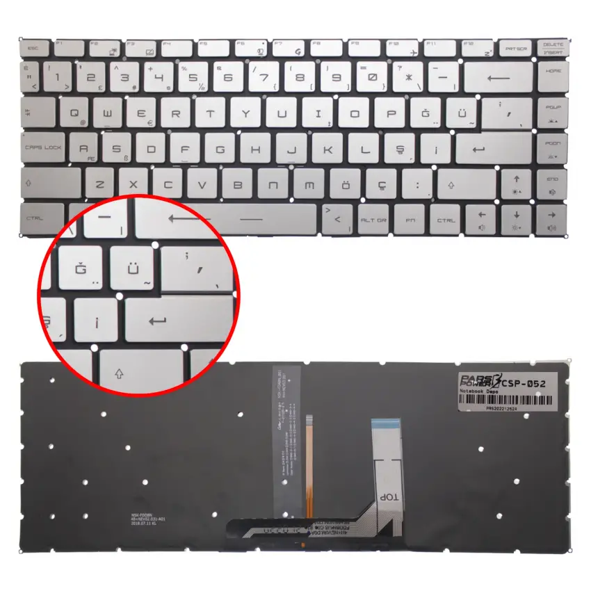 Msi GF63 Thin 10SCXR-216XTR Klavye Işıklı (Gümüş TR)
