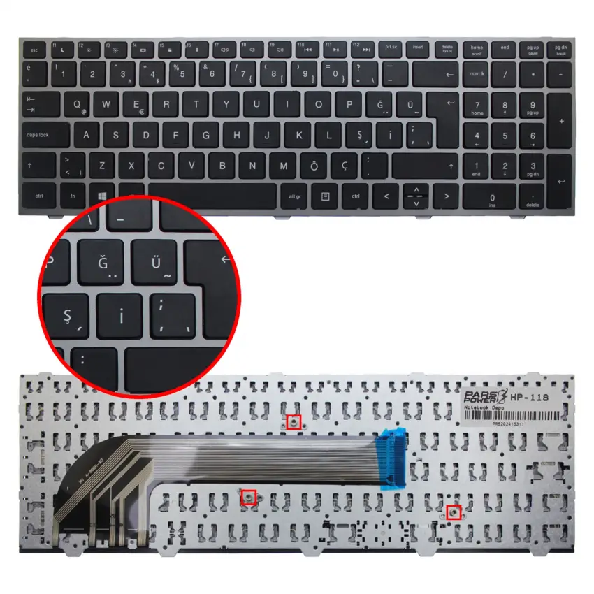 HP 702237-141, 8K1390, NSK-CC3SW, SN8114 Notebook Klavye (Siyah TR)