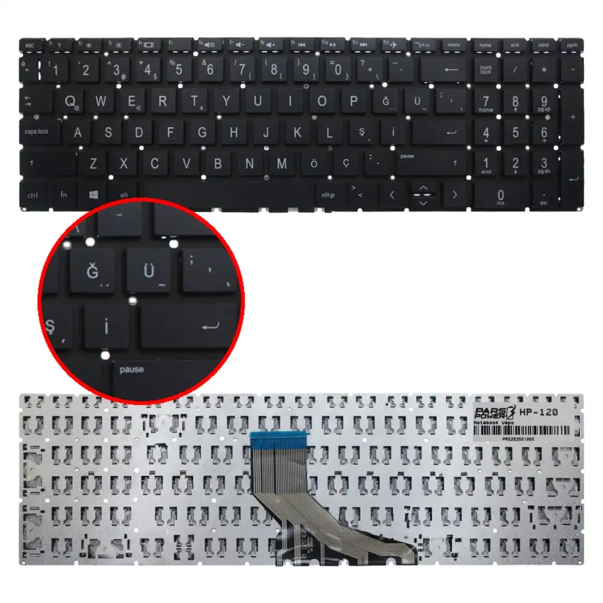 HP 15-da2026nt 9EY87EA, 15-da2032nt 9FF62EA Notebook Klavye (Siyah TR)