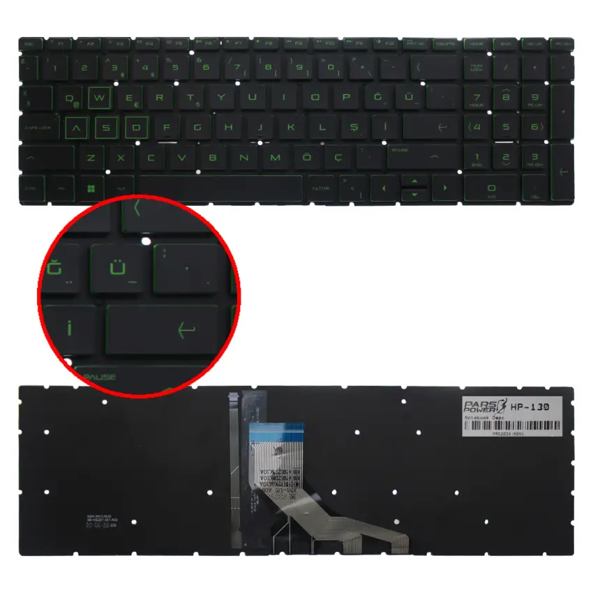 HP 15-da2026nt 9EY87EA, 15-da2032nt 9FF62EA Notebook Klavye Işıklı (Siyah TR)