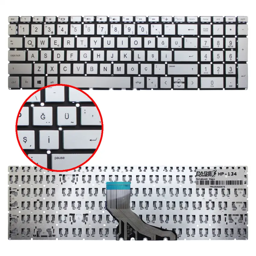 Hp Pavilion 15-CW, 15-cw0000, 15-cw1000 Notebook Klavye (Gümüş TR)