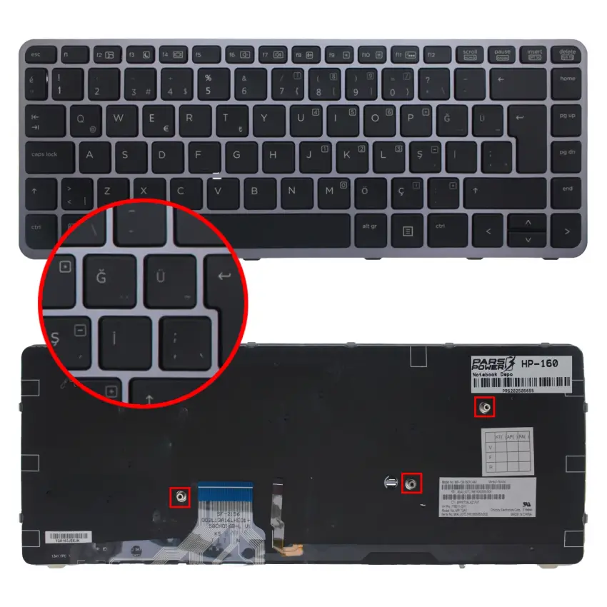 Hp EliteBook Folio 1040 G1 Klavye Işıklı (Siyah TR)