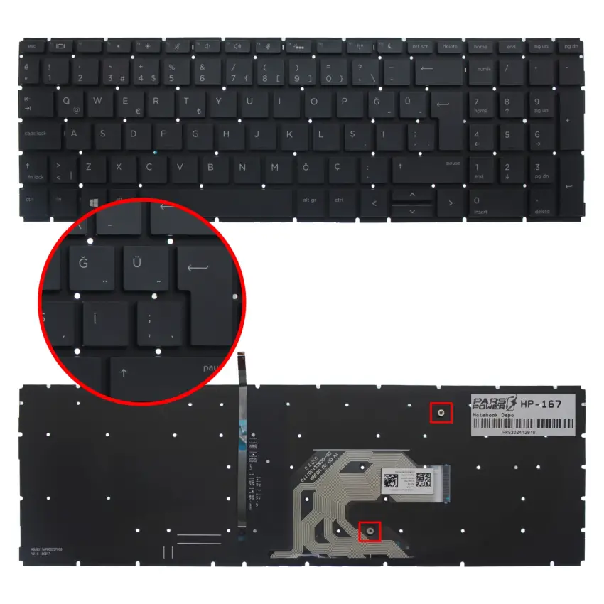 HP ProBook 455R G6 (9VY67ES) Klavye Işıklı (Siyah TR)