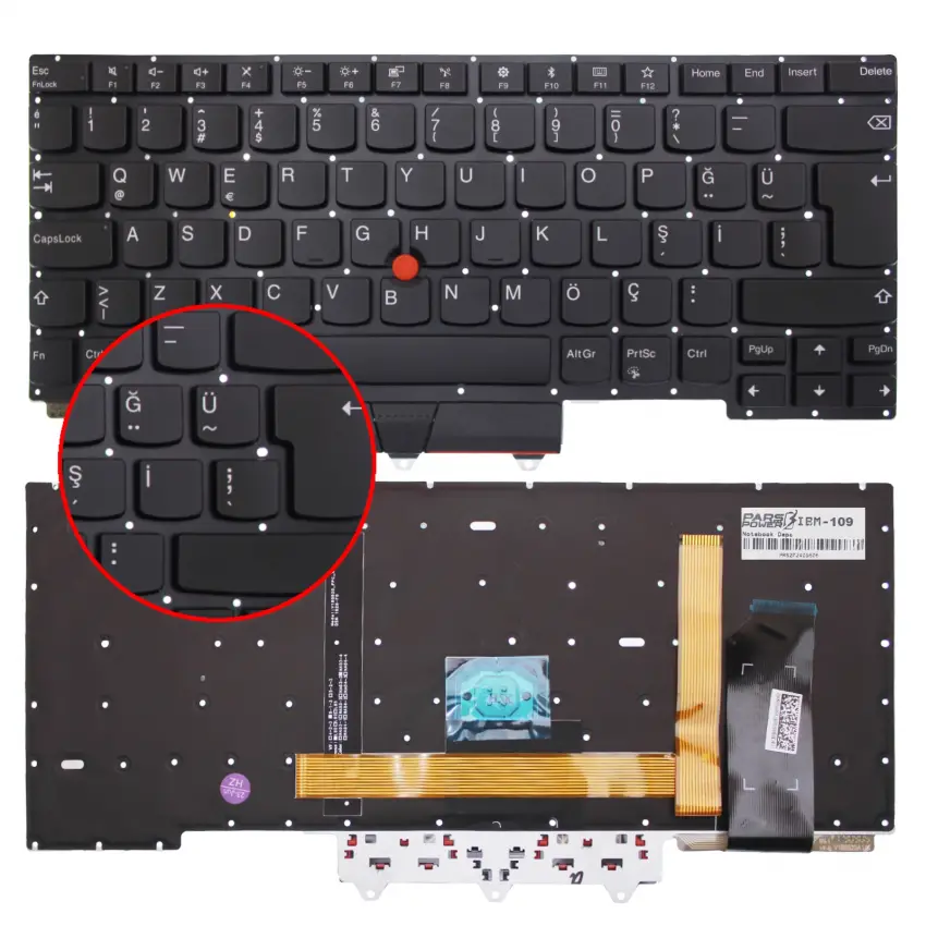 Lenovo ThinkPad E14 Gen1 Type 20RA, 20RB Klavye Işıklı (Siyah TR)