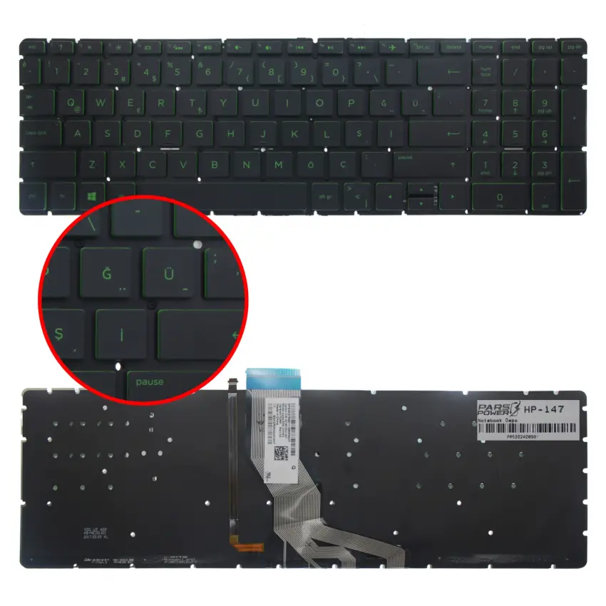 Hp Pavilion 15-cd015nt, 15-cd016nt Notebook Klavye Işıklı (Siyah TR)