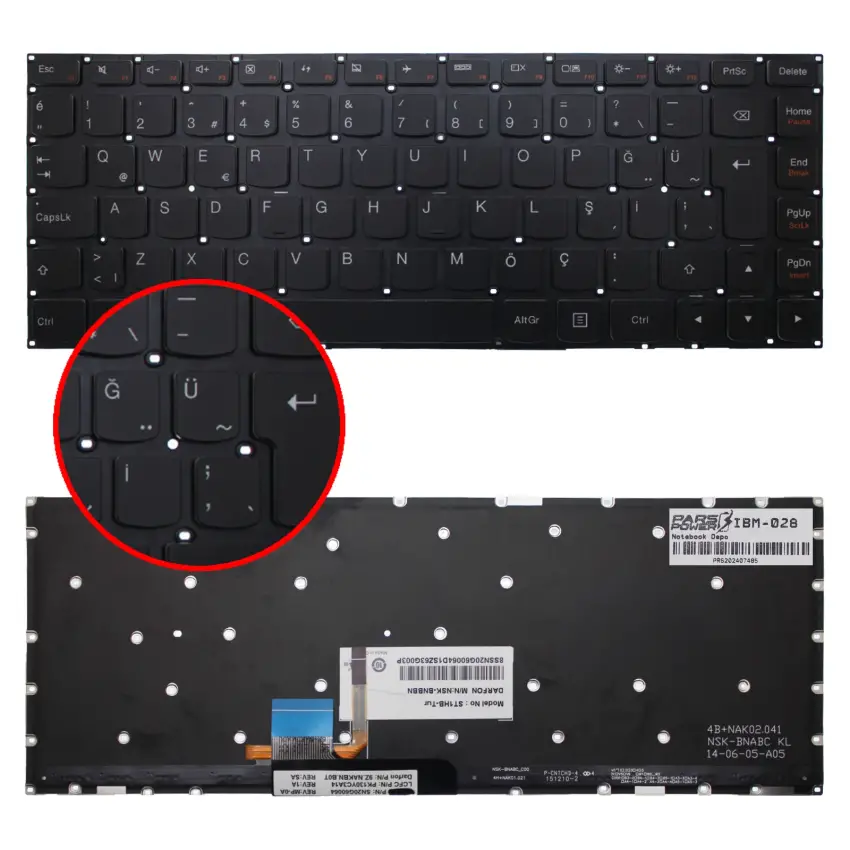 Lenovo Yoga 80QD009STX, 80QD009TTX Notebook Klavye Işıklı (Siyah TR)