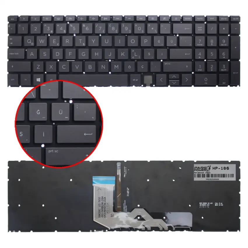 HP 15-fc0000nt (7P6B0EA) Klavye Işıklı (Siyah TR)