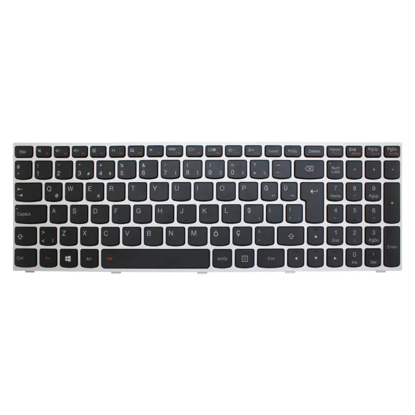 Lenovo 500-15ISK 80NT00NWTX, 80NT00NXTX Notebook Klavye Işıklı (Gümüş TR)