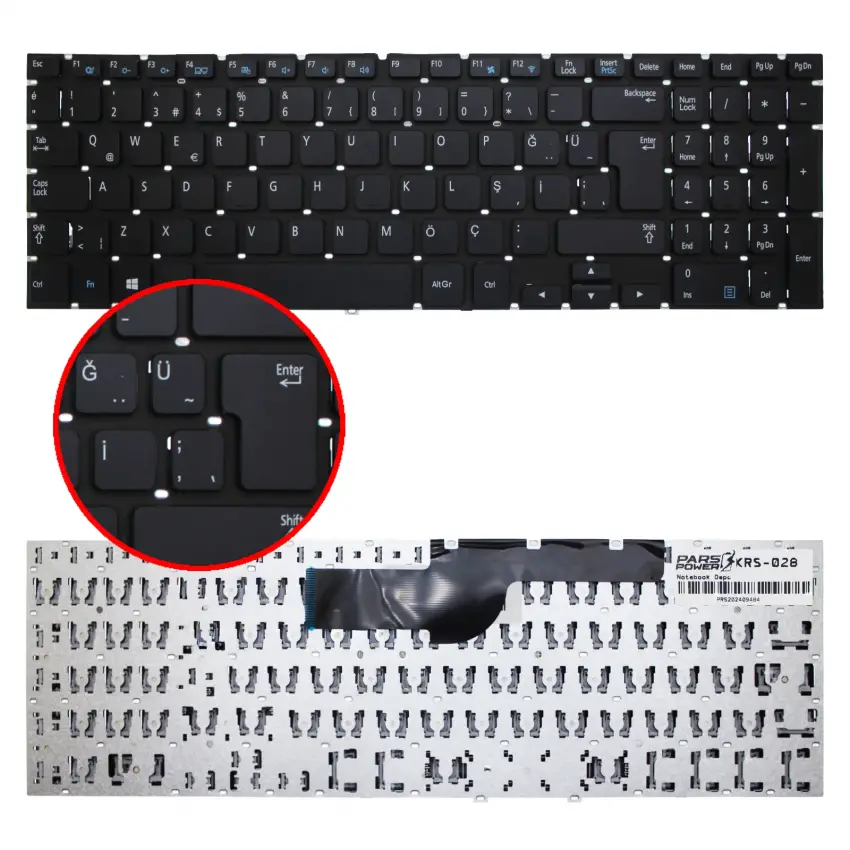 Samsung NP270E5E, NP300E5E, NP350E5C Notebook Klavye (Siyah TR)
