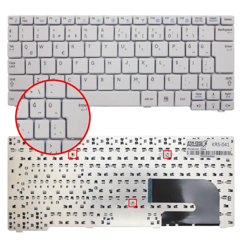 Samsung NP-N150P-JP0DTR Notebook Klavye (Beyaz TR)