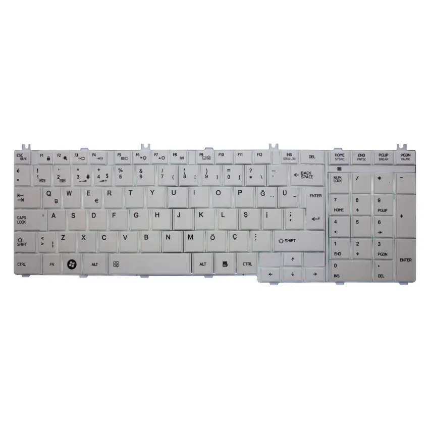 Toshiba Satellite L750-1NX, L750-1P2 Notebook Klavye (Beyaz TR)
