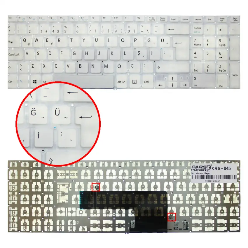 Sony Vaio Fit SVF1541M1R Notebook Klavye (Beyaz TR)