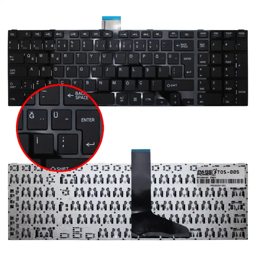 Toshiba Satellite L850-1J4, L850-1JW, L850-1JX Notebook Klavye (Siyah TR)