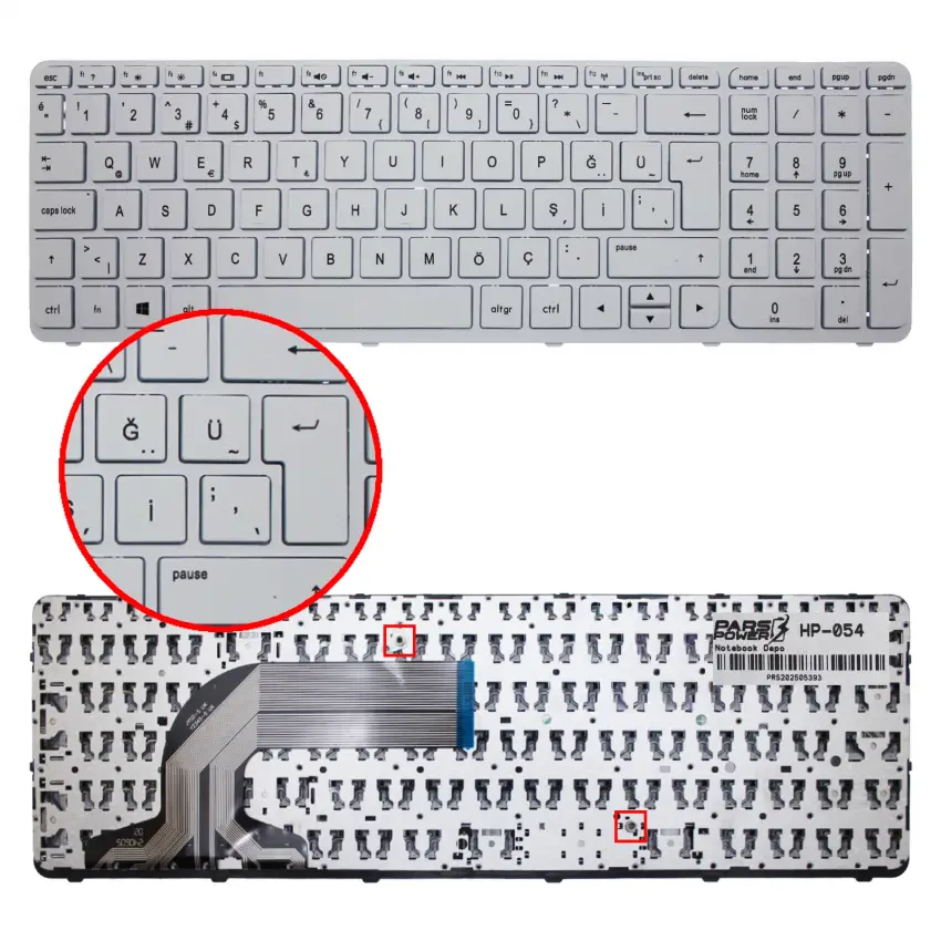 HP 15-r210nt, 15-r211nt, 15-r212nt Notebook Klavye (Beyaz TR)
