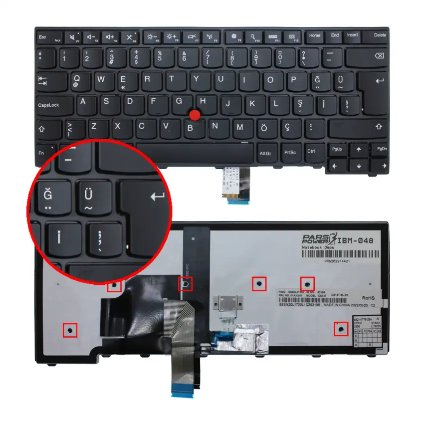 Lenovo 01AX310, 01AX338, 01AX340 Klavye (Işıklı TR)
