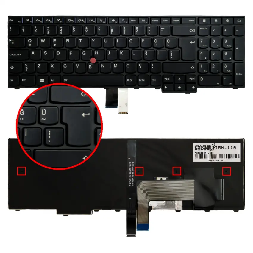 Lenovo Thinkpad W550S 20E1 Notebook Klavye Işıklı (Siyah TR)