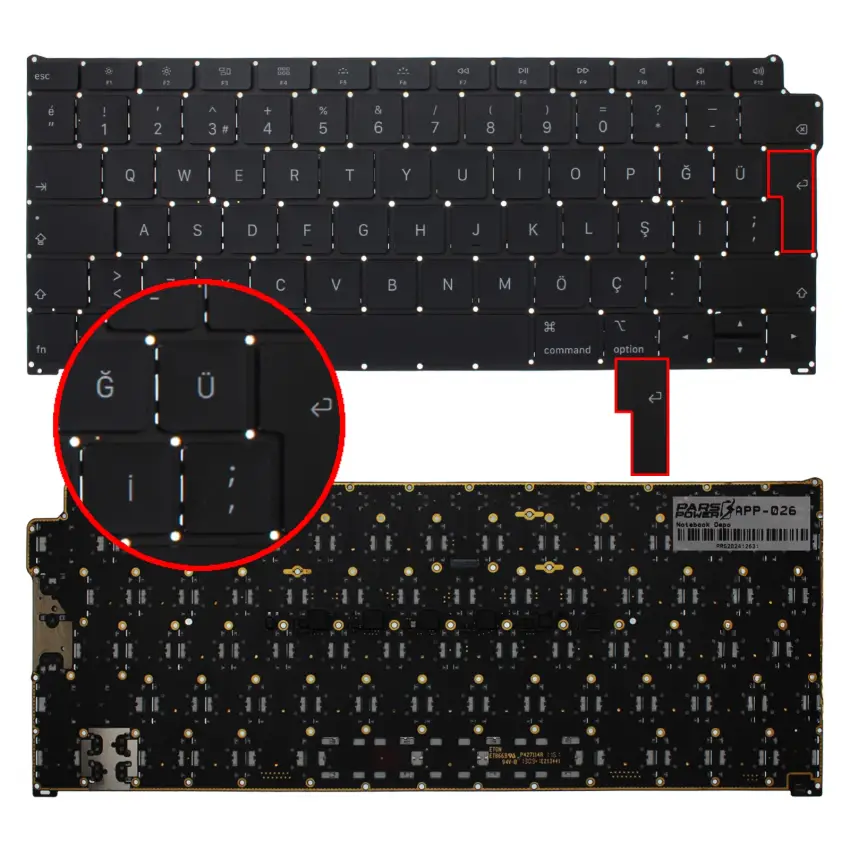Apple MacBook Air 13 A1932 Late 2018 Klavye (Siyah TR)