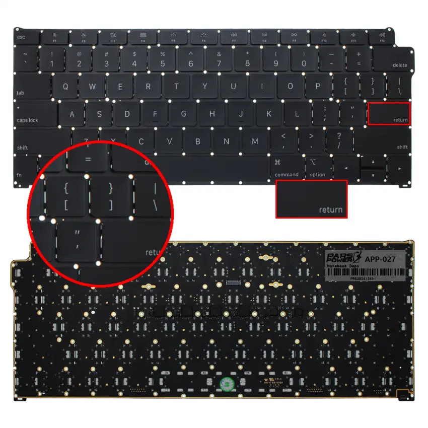 Apple MacBook Air 13 A1932 Late 2018 Klavye (Siyah US)