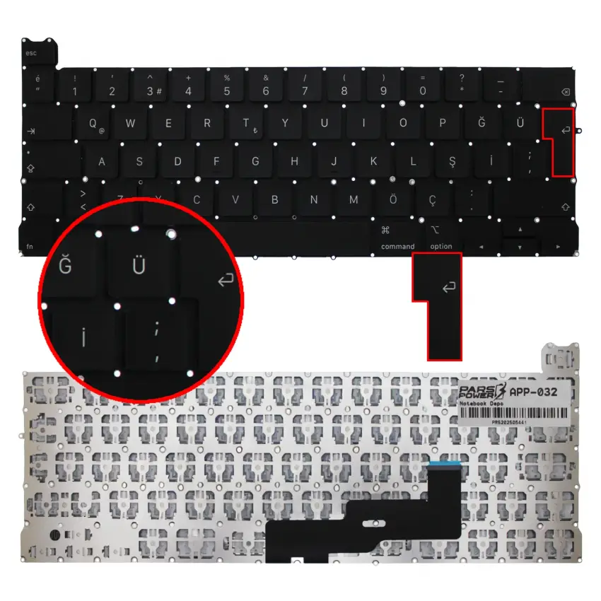 Apple MacBook Pro 13 A2289 (EMC 3456) Klavye (Siyah TR)