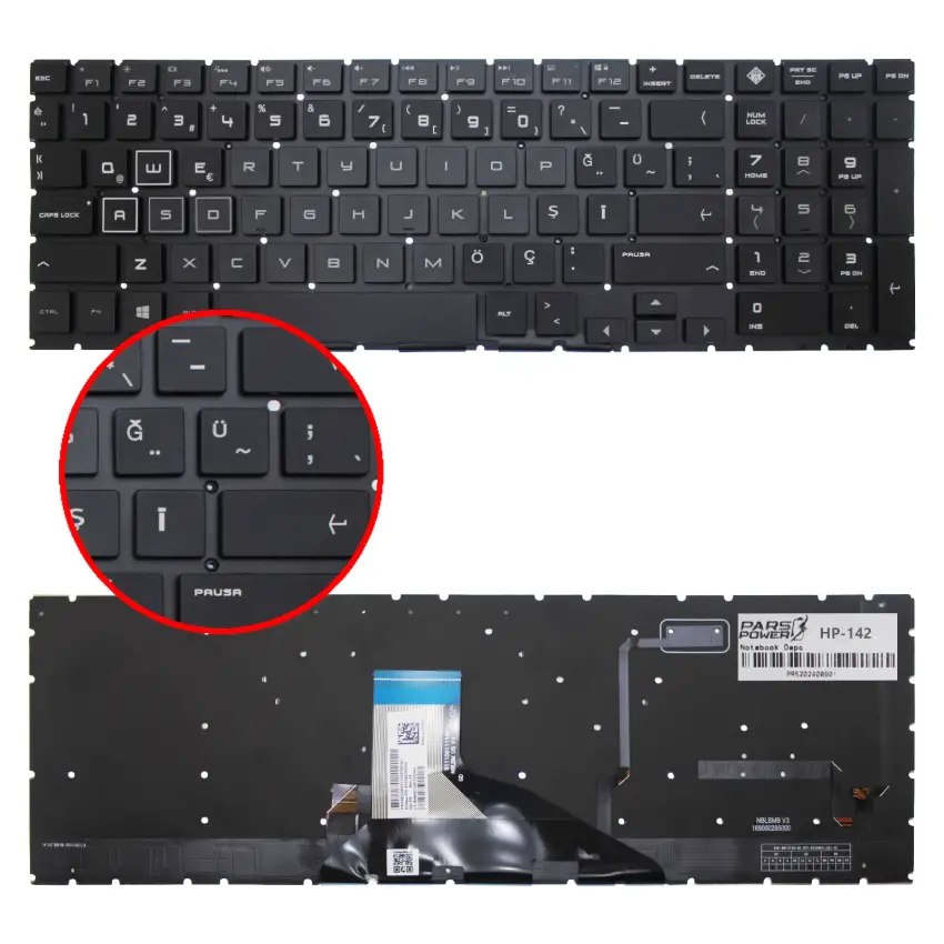 HP OMEN 15-dc Serisi Klavye Işıklı (Siyah TR)