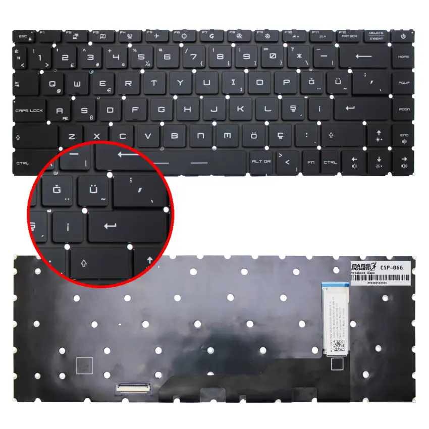Msi Modern 15 A11SBU-800XTR Klavye Işıklı (Siyah TR)