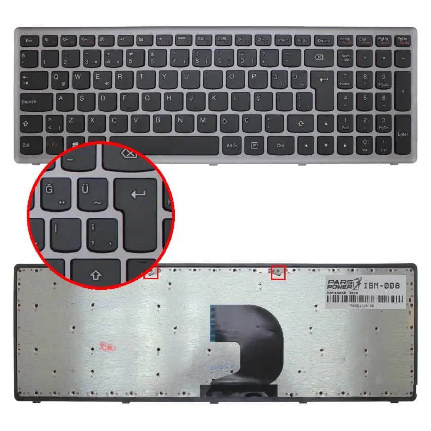 Lenovo ideaPad Z500 Type 6883, 80A4, 20202, 20226 Notebook Klavye (Siyah TR)