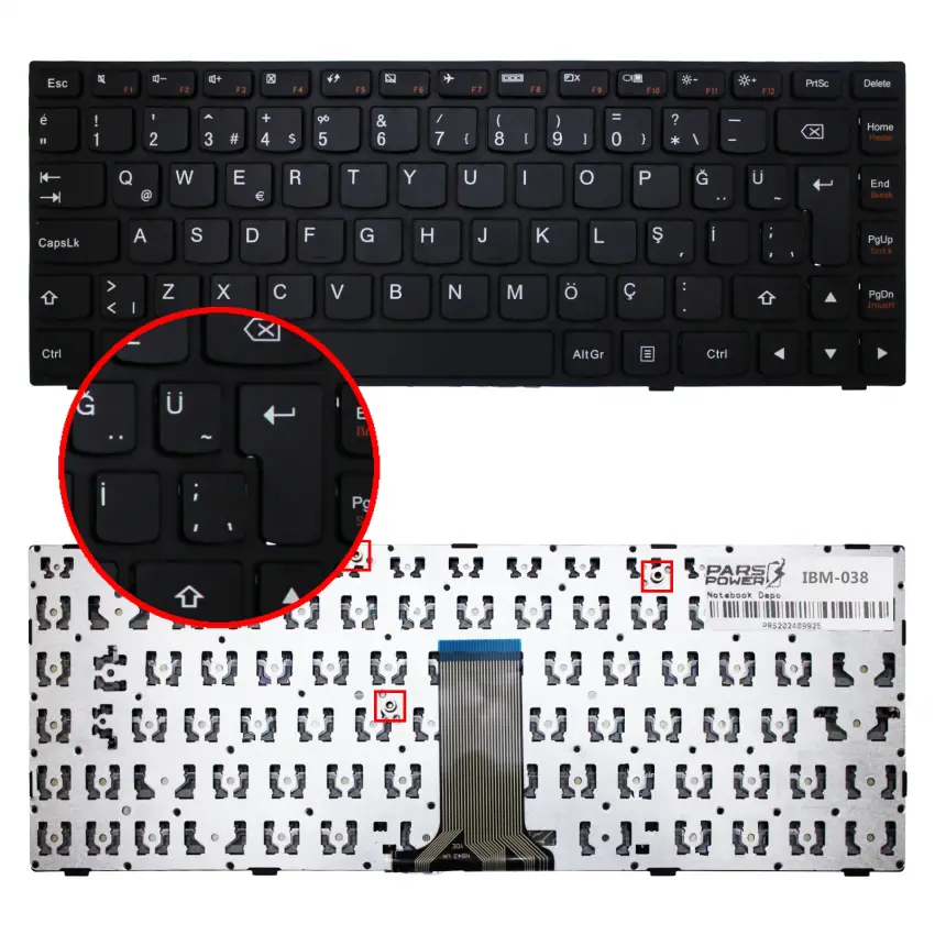 Lenovo İdeaPad IP300-14IBR, IP300-14ISK Notebook Klavye (Siyah TR)