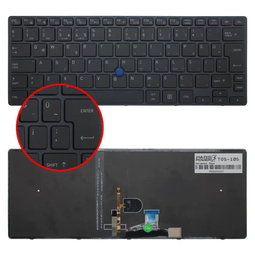 Toshiba Tecra X40-D-162X Klavye Işıklı (Siyah TR)