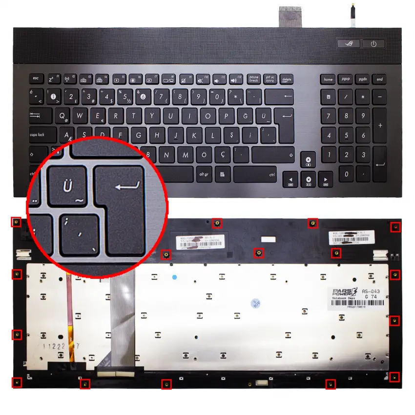 Asus G74SW Notebook Klavyesi (Kasalı Siyah TR)