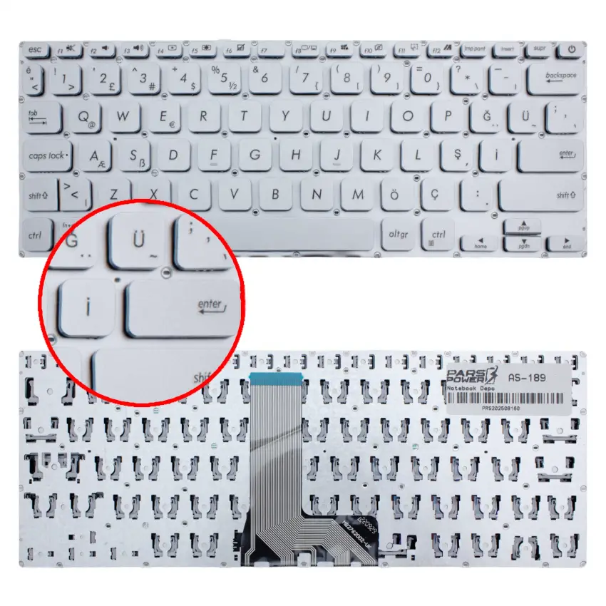 Asus A415, F415, M415 Serisi Klavye (Gümüş TR)