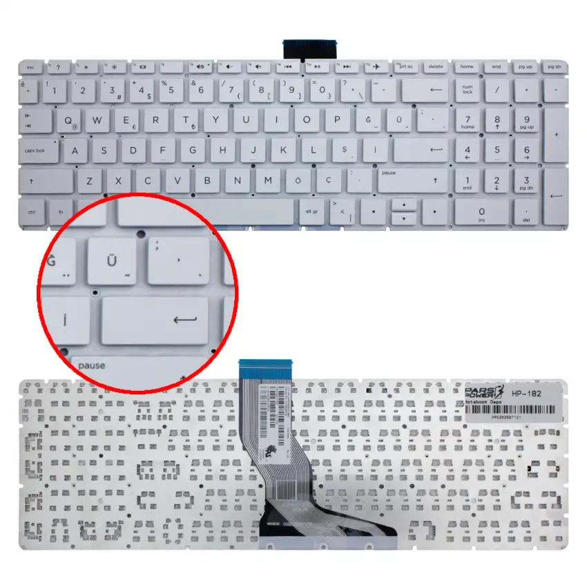 HP 15-ck002nt 2QH28EA, 15s-eq1043nt 2D6Y3EA Notebook Klavye (Beyaz TR)