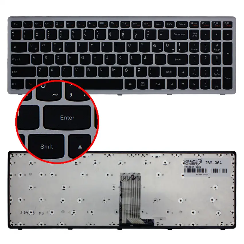 Lenovo ideaPad U510, Z710 Serisi Notebook Klavye (Siyah TR)
