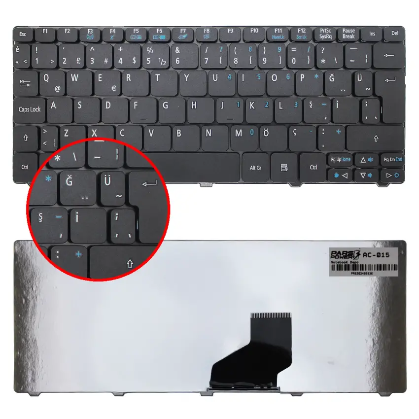 Gateway LT21, LT2100, LT2100U, LT2104U Notebook Klavye (Siyah TR)