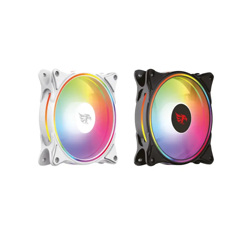 Gameagle GE-RBW100B Neon Pulse 12cm Rainbow Led Fan - Performans Seri Sessiz Kasa Fanı (Beyaz)