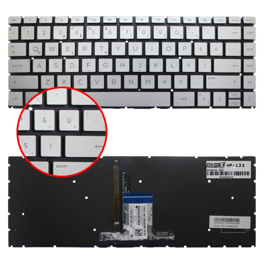 HP 14s-DQ Serisi Klavye Işıklı (Gümüş TR)