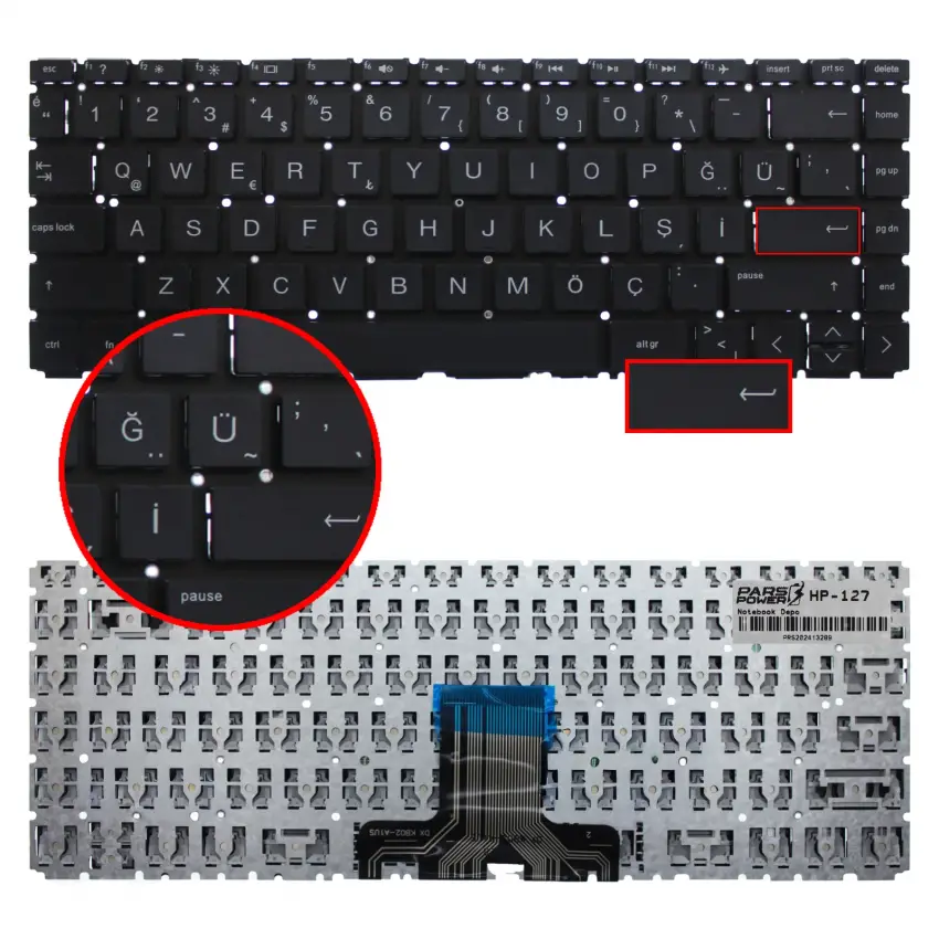 HP 14s-DQ Serisi Klavye (Siyah TR)