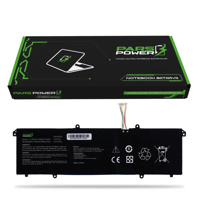 Asus Adolbook S13 (2020) C31N1905 Batarya - Pil (Pars Power)