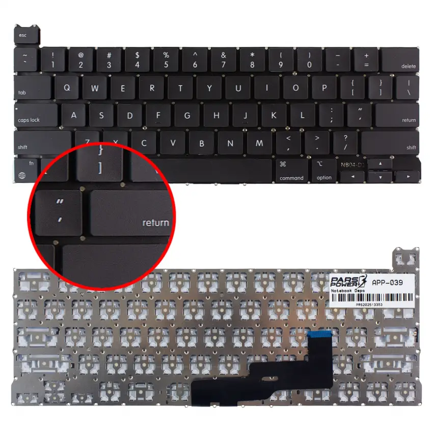 Apple MacBook Pro 13 M1 A2338 2020 Klavye (Siyah US)