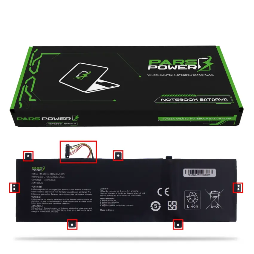 Asus ZenBook 14 UX430UAR, UX430UN, UX430UQ Batarya - Pil (Pars Power)