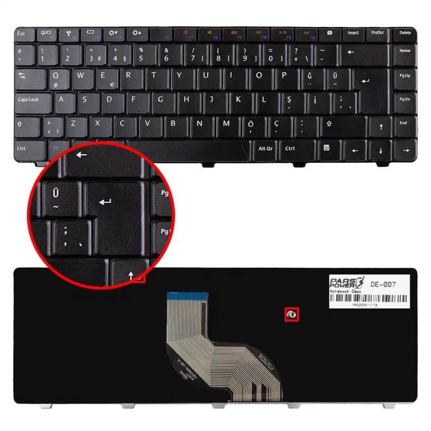 Dell 0HYCNC, 1R28D, HYCNC, NSK-DJD0T Notebook Klavye (Siyah TR)