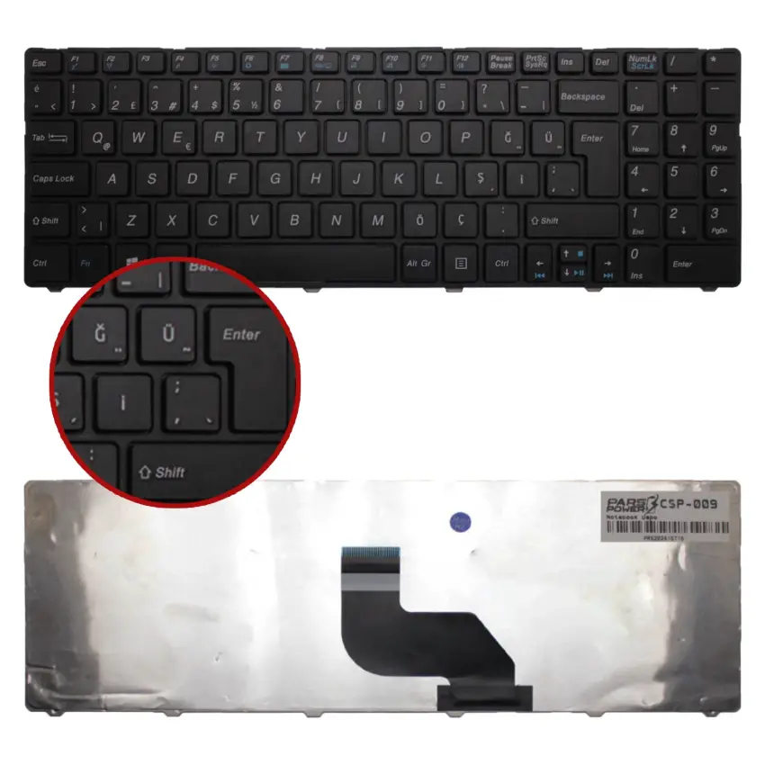 Medion Akoya E6217, E6221, P6625, H36YB, P7818 Klavye (Siyah TR)