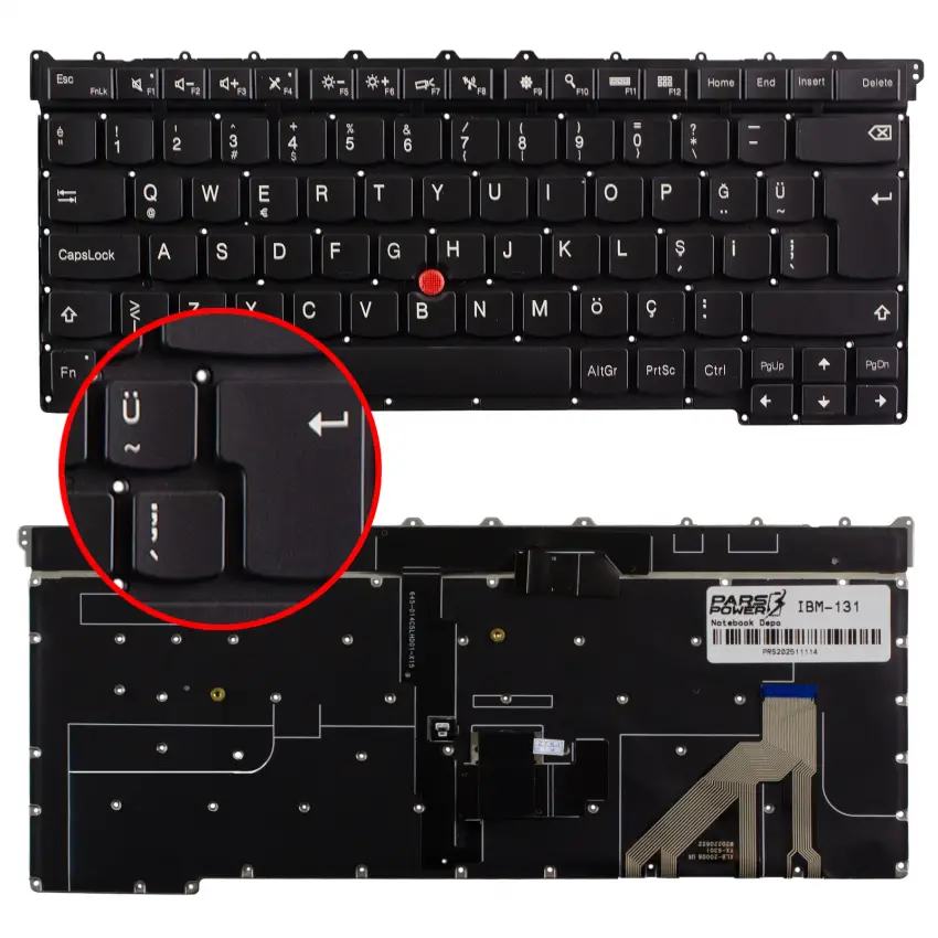 Lenovo ThinkPad X1 Carbon 3 20BS003UTX Klavye Işıklı (Siyah TR)