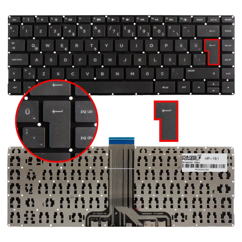 HP Stream 14-ax000 Serisi Notebook Klavye (Siyah TR)