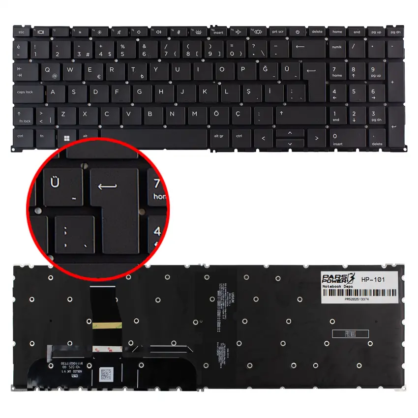 HP Zbook 91110021567A Klavye Işıklı (Siyah TR)