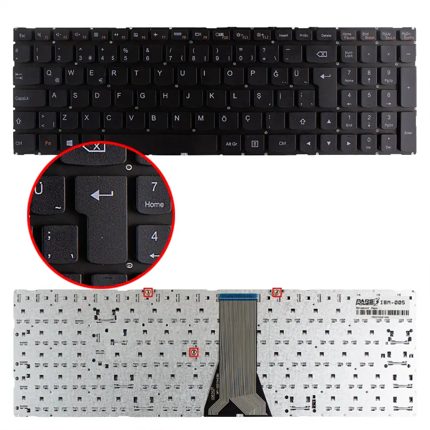 Lenovo 25211020, 25211028, 25211050, 25211080 Klavye (Siyah TR)
