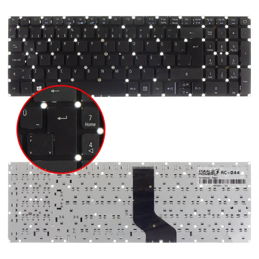 Acer Aspire E5-573T-34HP, E5-573T-34J6 Notebook Klavye (Siyah TR)