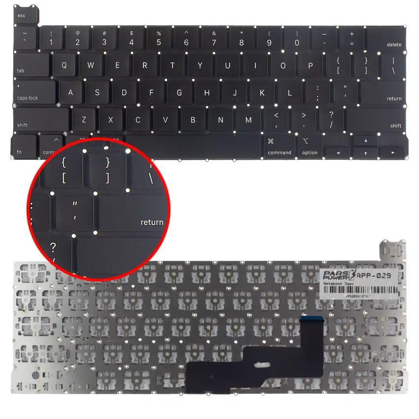Apple MacBook Pro 13 M1 A2338 2020 Klavye Işıklı (Siyah US)