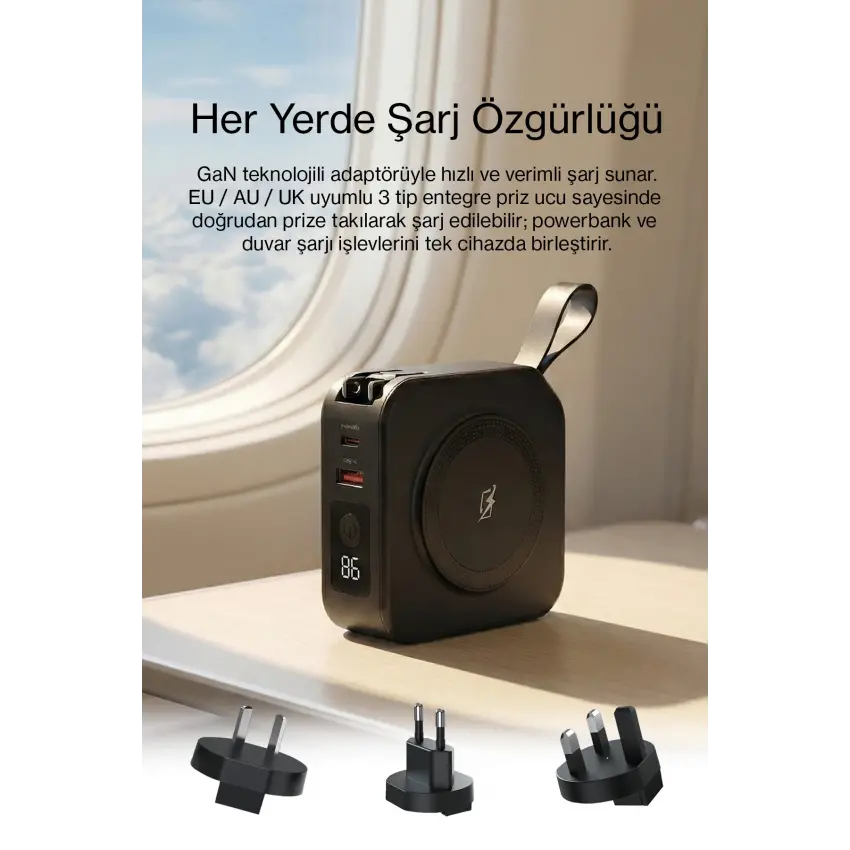 Pars Power Tripmax PRS-M001B Gan Adaptörlü Power Bank (Siyah)